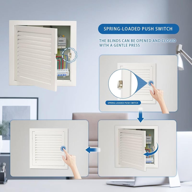 Crezone 11.5 x 11.5 Louvered Access Panel with Elephant Trunk Latch - Access Panel with Vent - White Aluminum - Inside Dimensions: 10 x 10 inch - Image 5